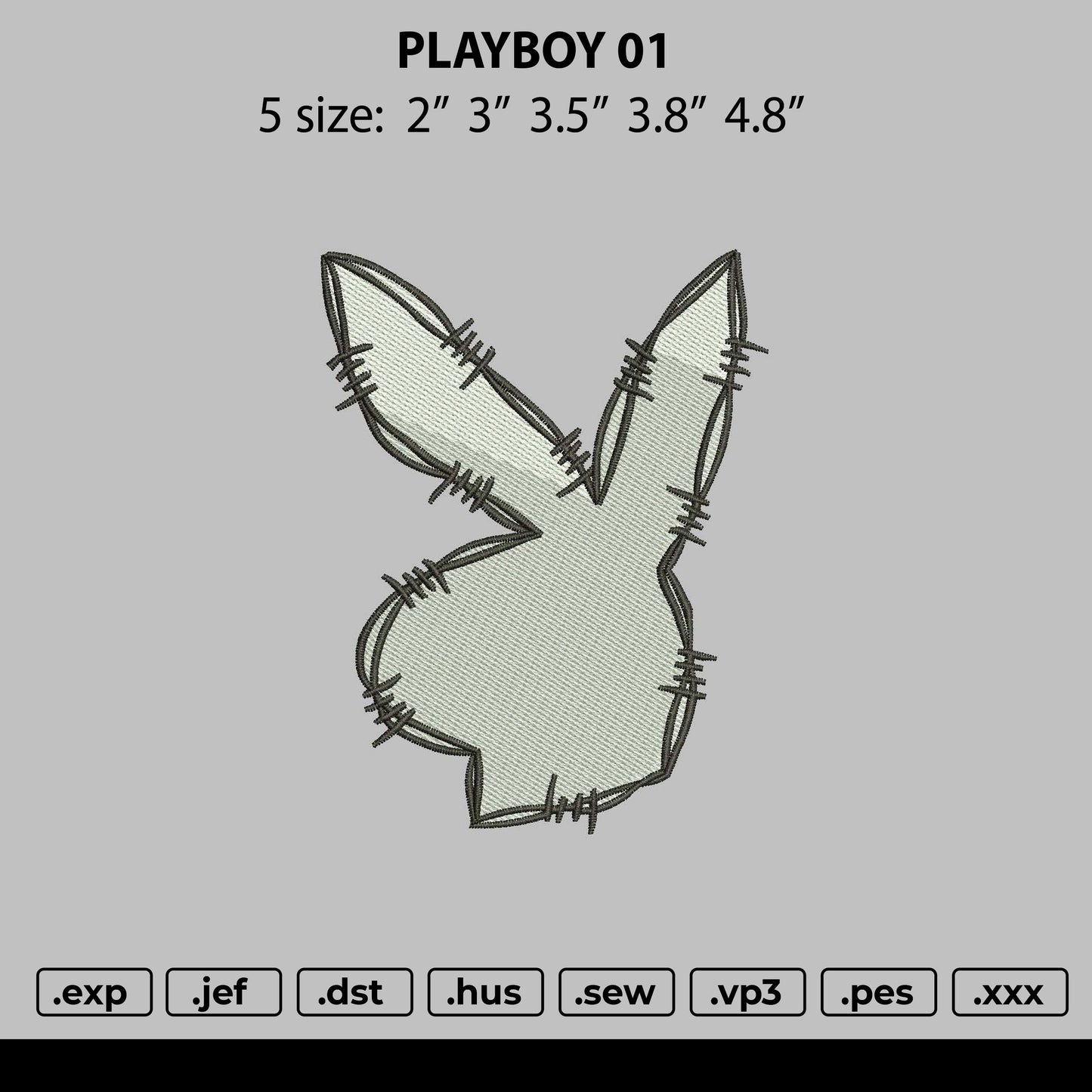 Playboy Wire Embroidery File 5 size