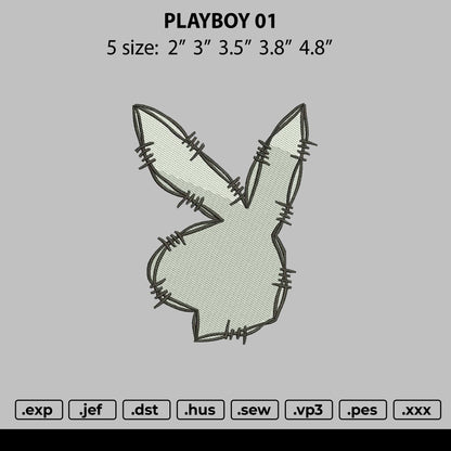 Playboy Wire Embroidery File 5 size