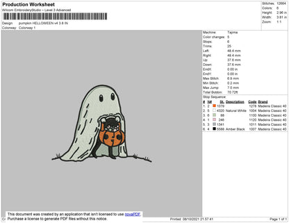Pumpkin Halloween Embroidery File 4 size