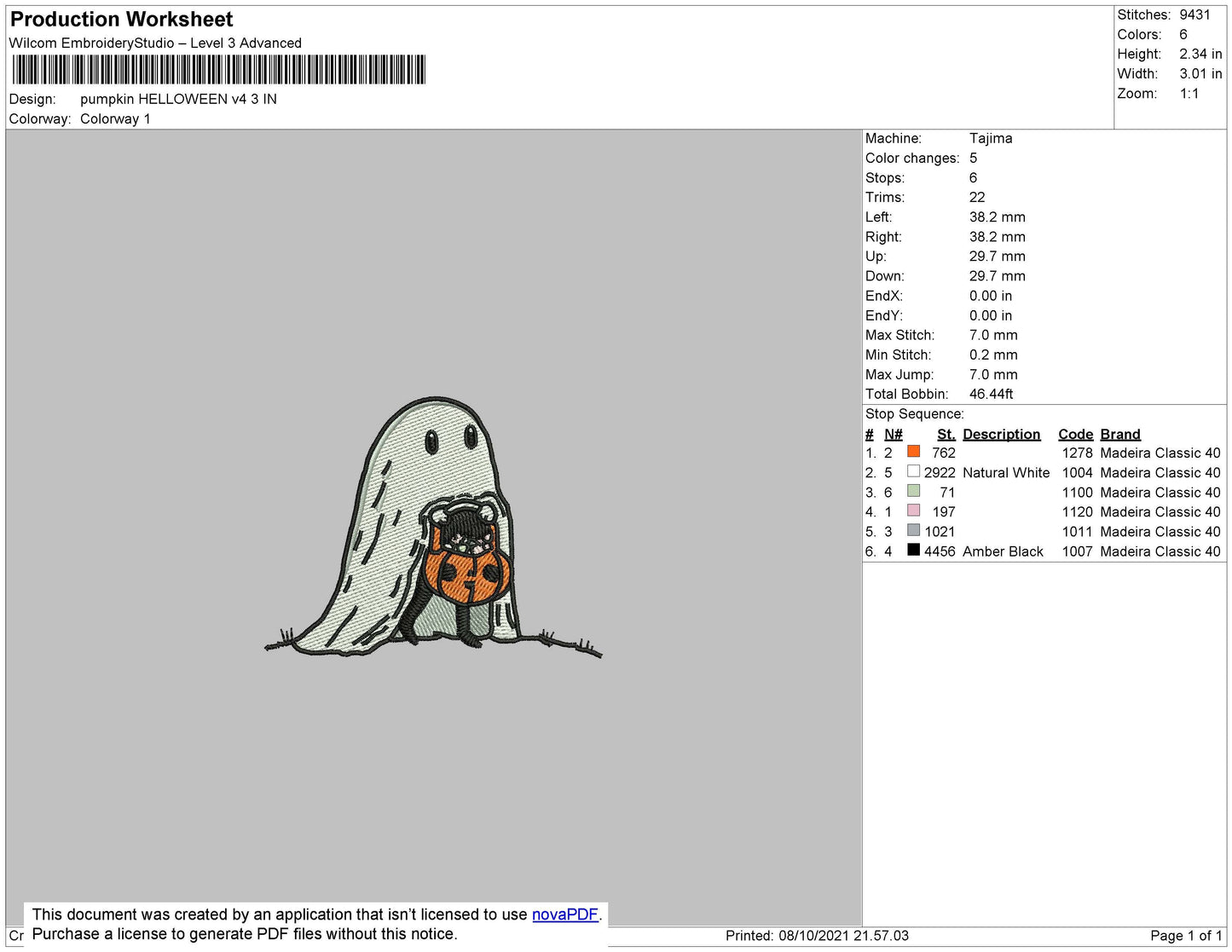 Pumpkin Halloween Embroidery File 4 size