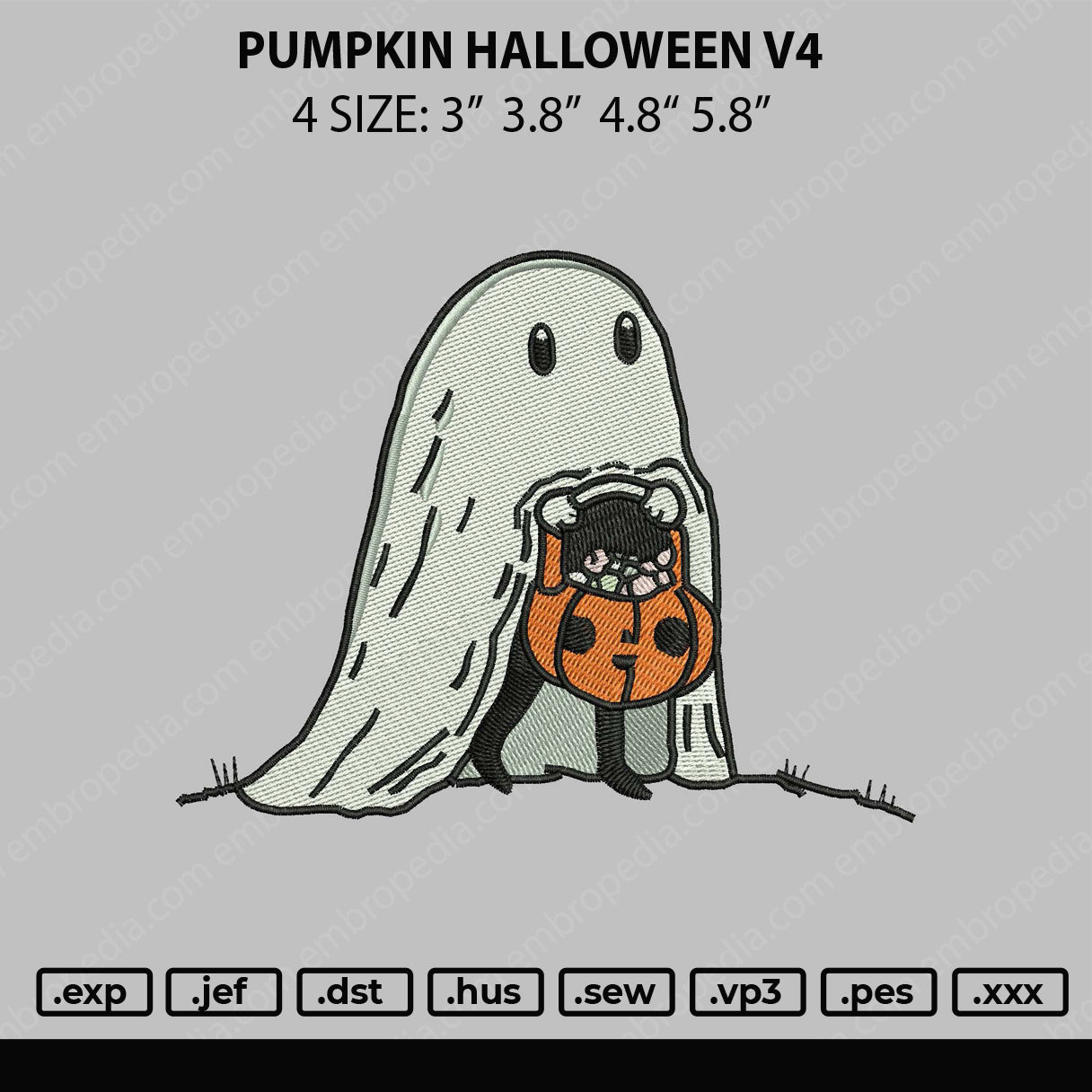 Pumpkin Halloween Embroidery File 4 size