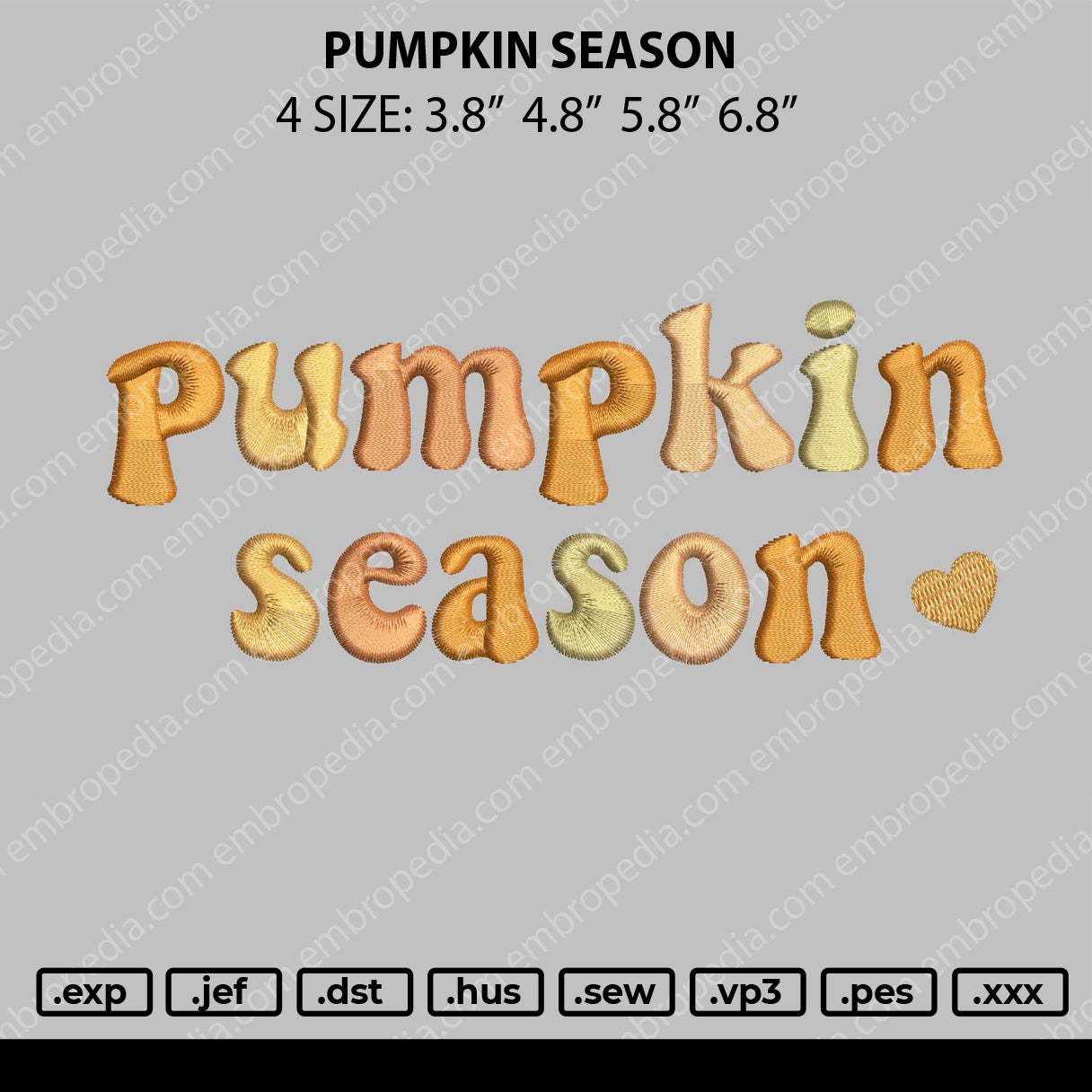 Pumpkin Season Embroidery File 4 size