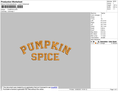 Pumpkin Embroidery File 4 size