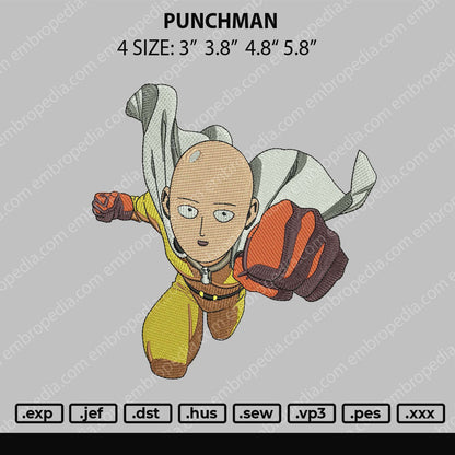 Punchman Embroidery File 4 size