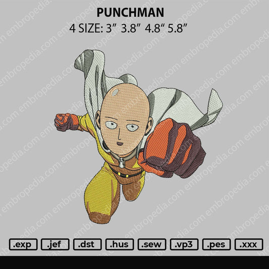 Punchman Embroidery File 4 size