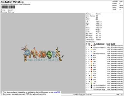 Pandora Embroidery File 4 size