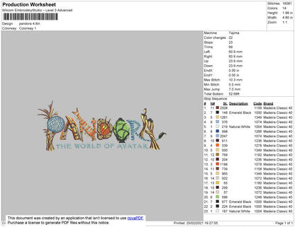 Pandora Embroidery File 4 size