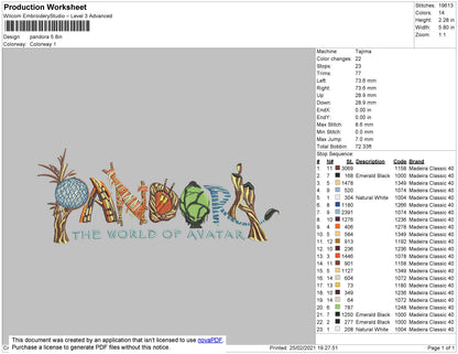 Pandora Embroidery File 4 size