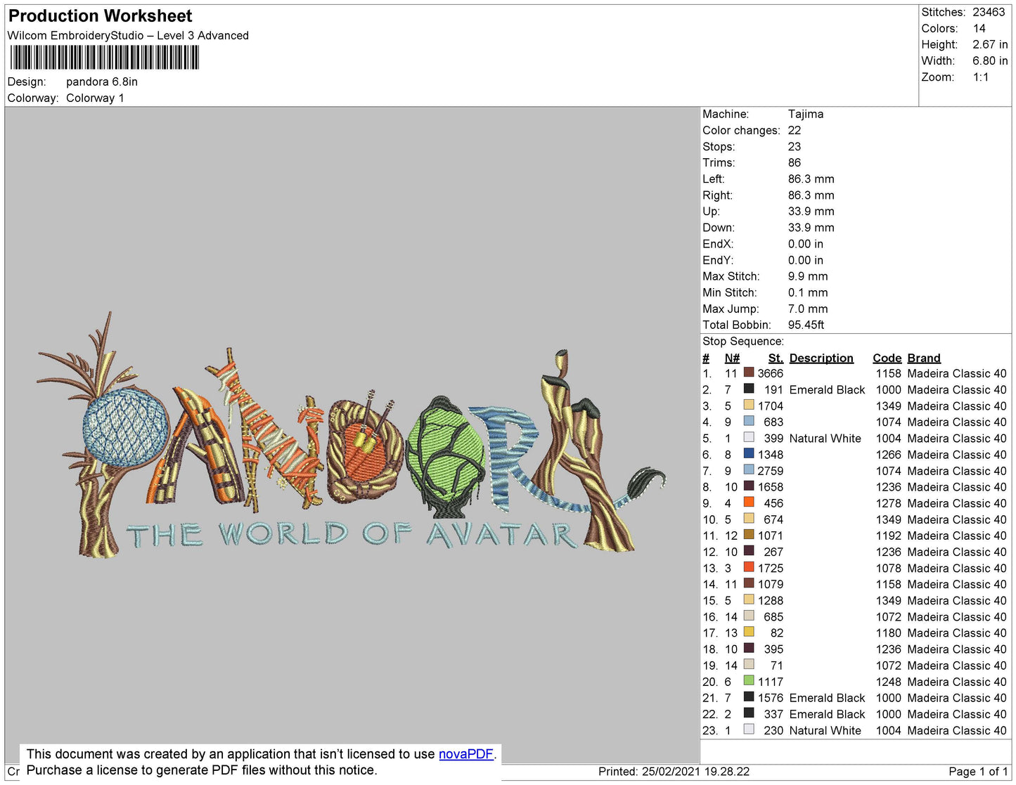 Pandora Embroidery File 4 size