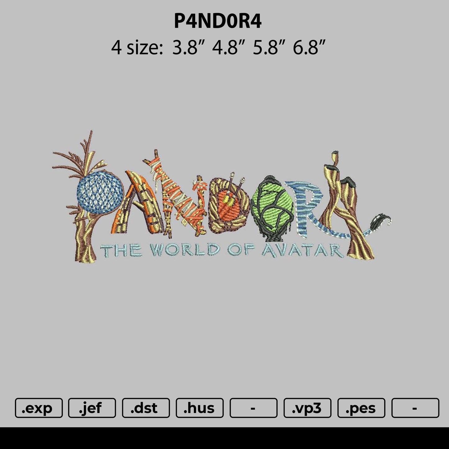 Pandora Embroidery File 4 size