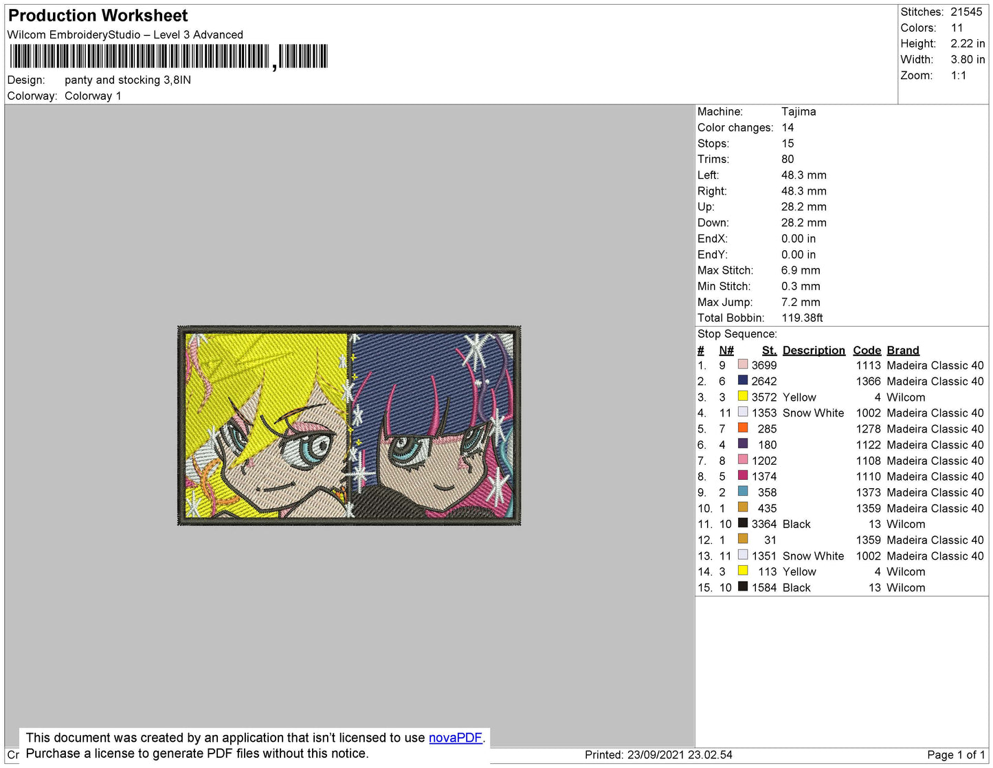 Panty And Stocking Embroidery File 4 size