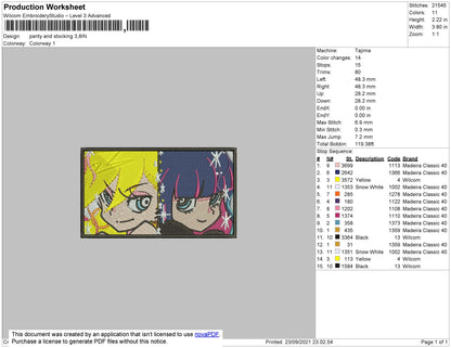 Panty And Stocking Embroidery File 4 size