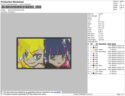 Panty And Stocking Embroidery File 4 size