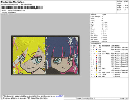 Panty And Stocking Embroidery File 4 size