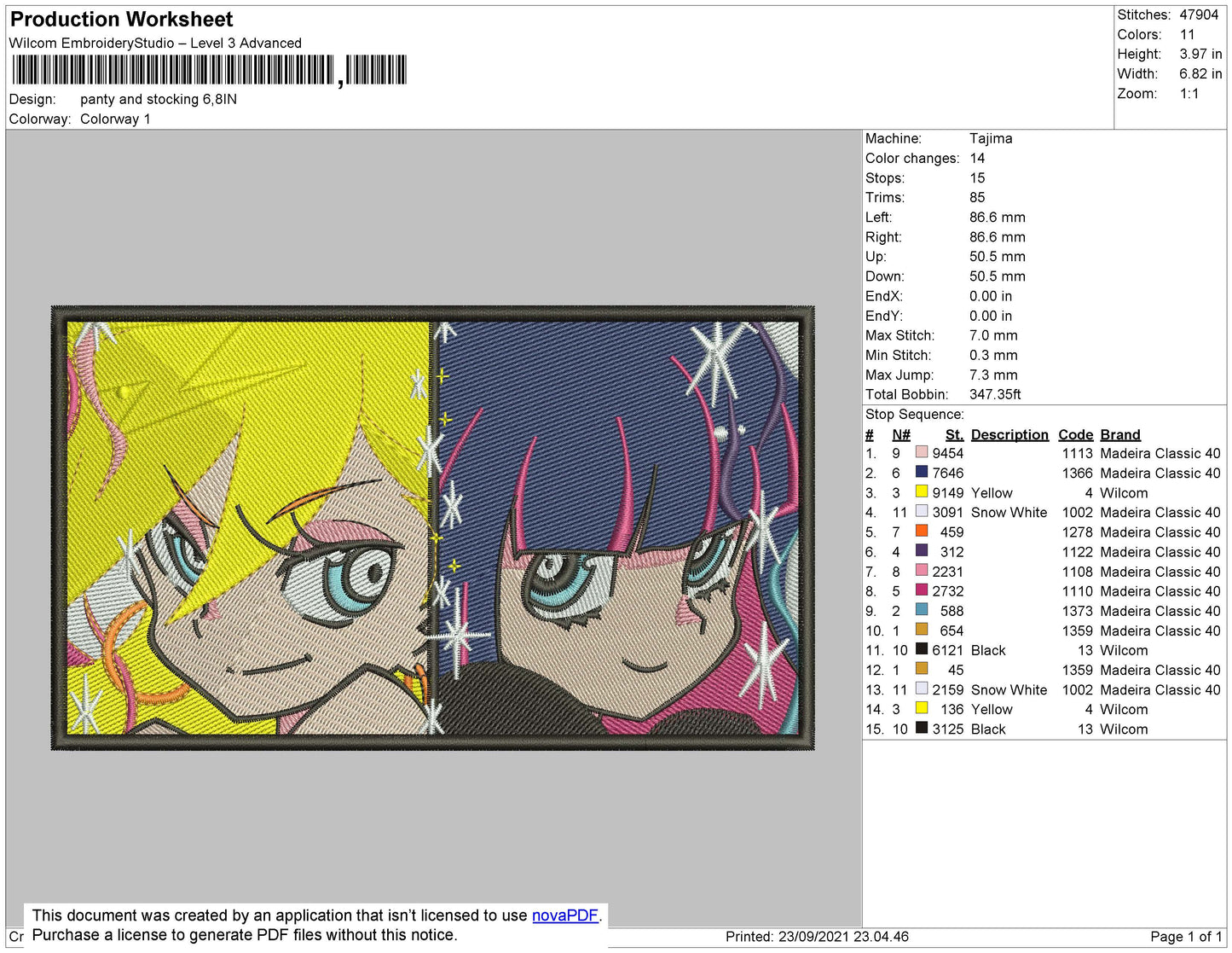 Panty And Stocking Embroidery File 4 size