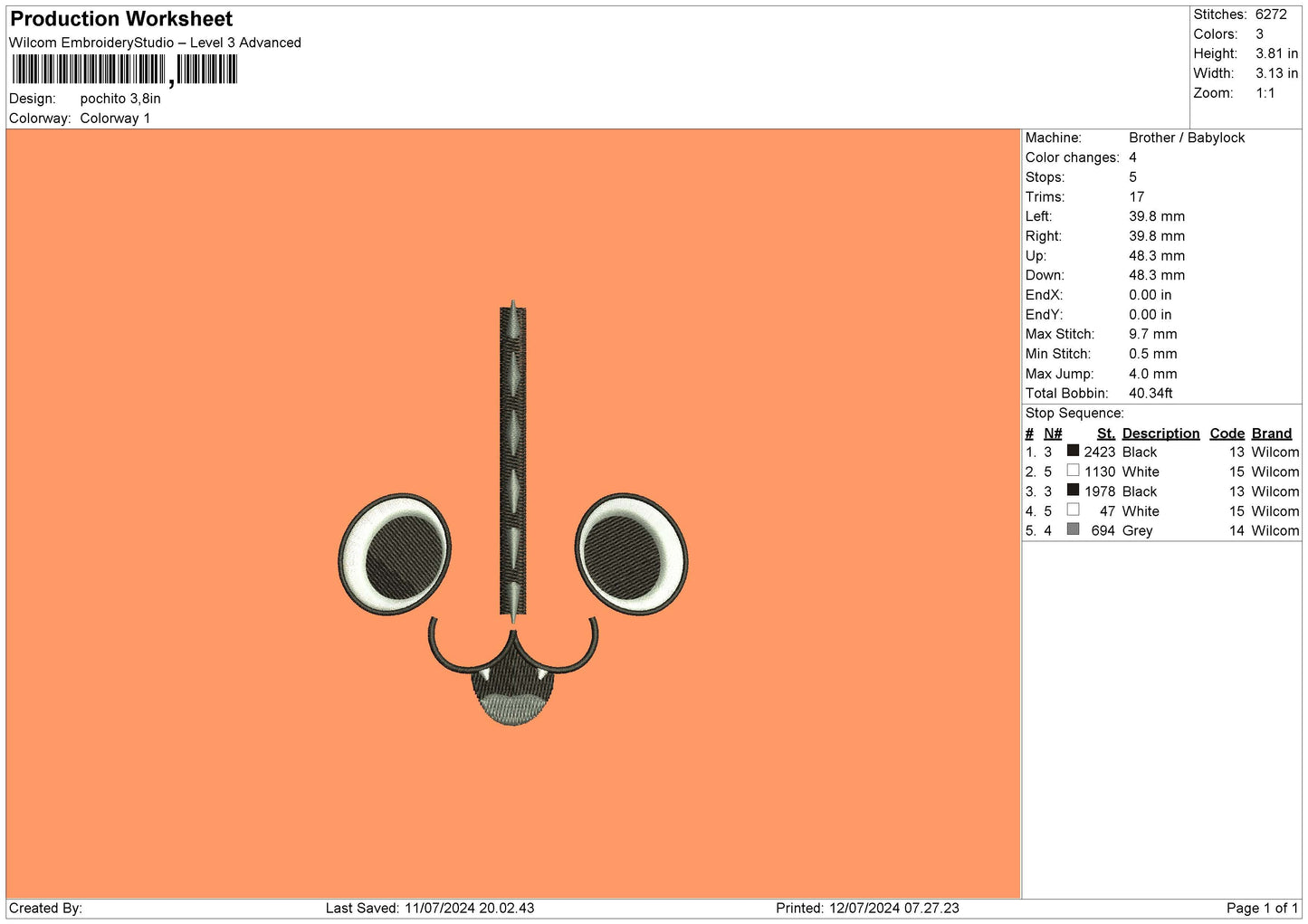 Animal Face 01 Embroidery File 6 sizes