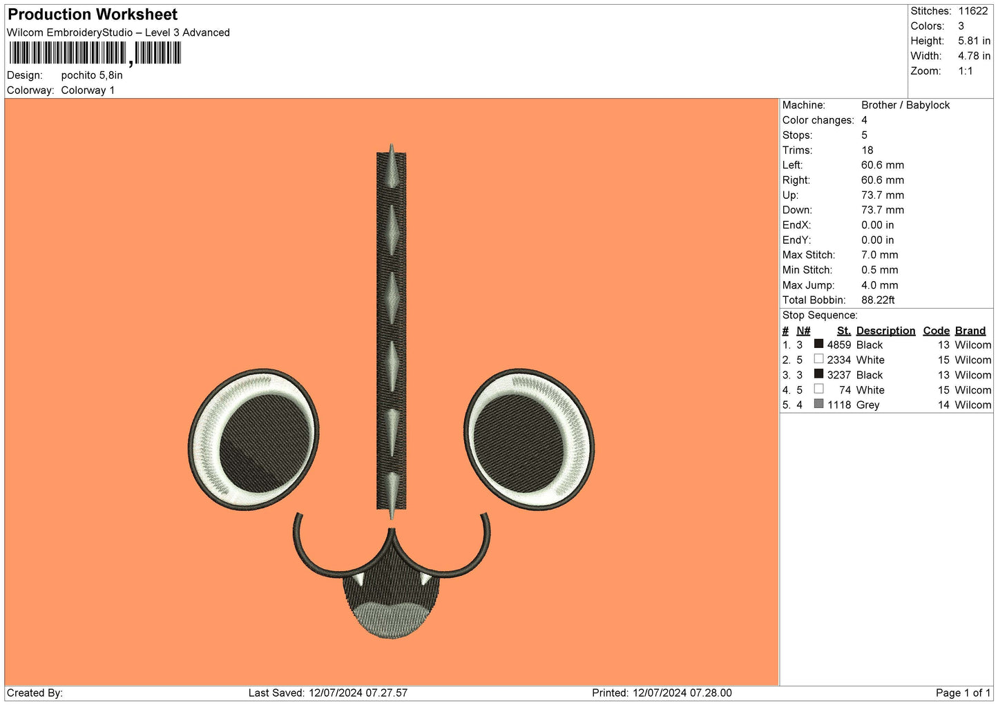 Animal Face 01 Embroidery File 6 sizes