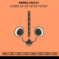 Animal Face 01 Embroidery File 6 sizes