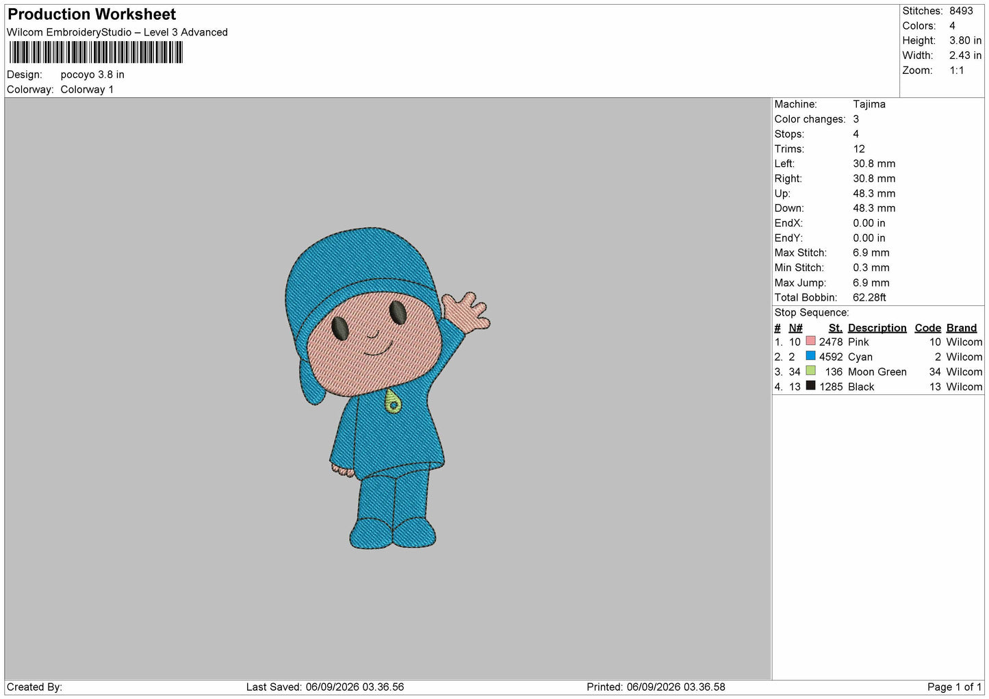 Chibi Character 0609 Embroidery Machine Design File 6 sizes