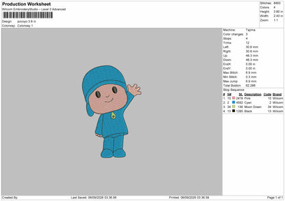 Chibi Character 0609 Embroidery Machine Design File 6 sizes