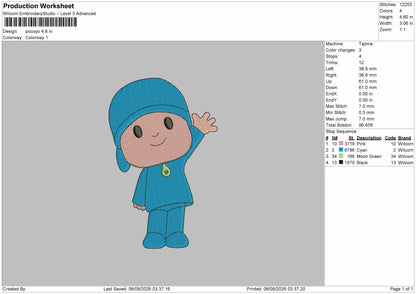 Chibi Character 0609 Embroidery Machine Design File 6 sizes