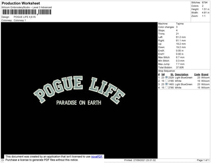 Pogue Life Embroidery File 4 size