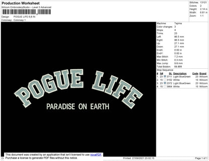 Pogue Life Embroidery File 4 size