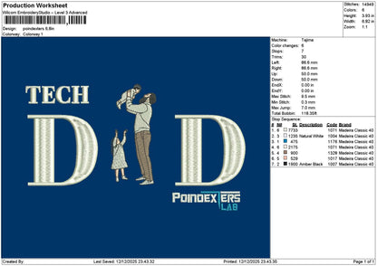 Dad Photoflat 1112 Embroidery File 6 sizes