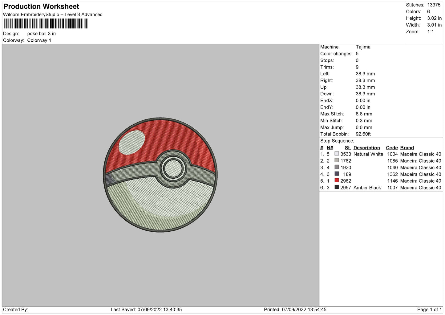 Pokemon Ball Embroidery File 5 sizes