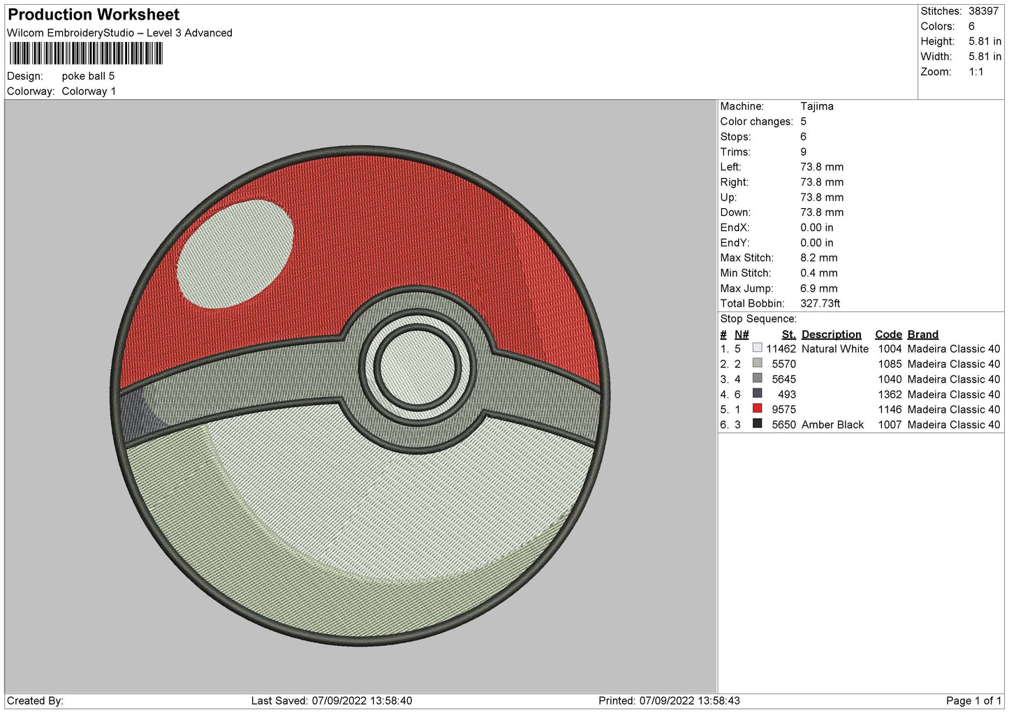 Pokemon Ball Embroidery File 5 sizes
