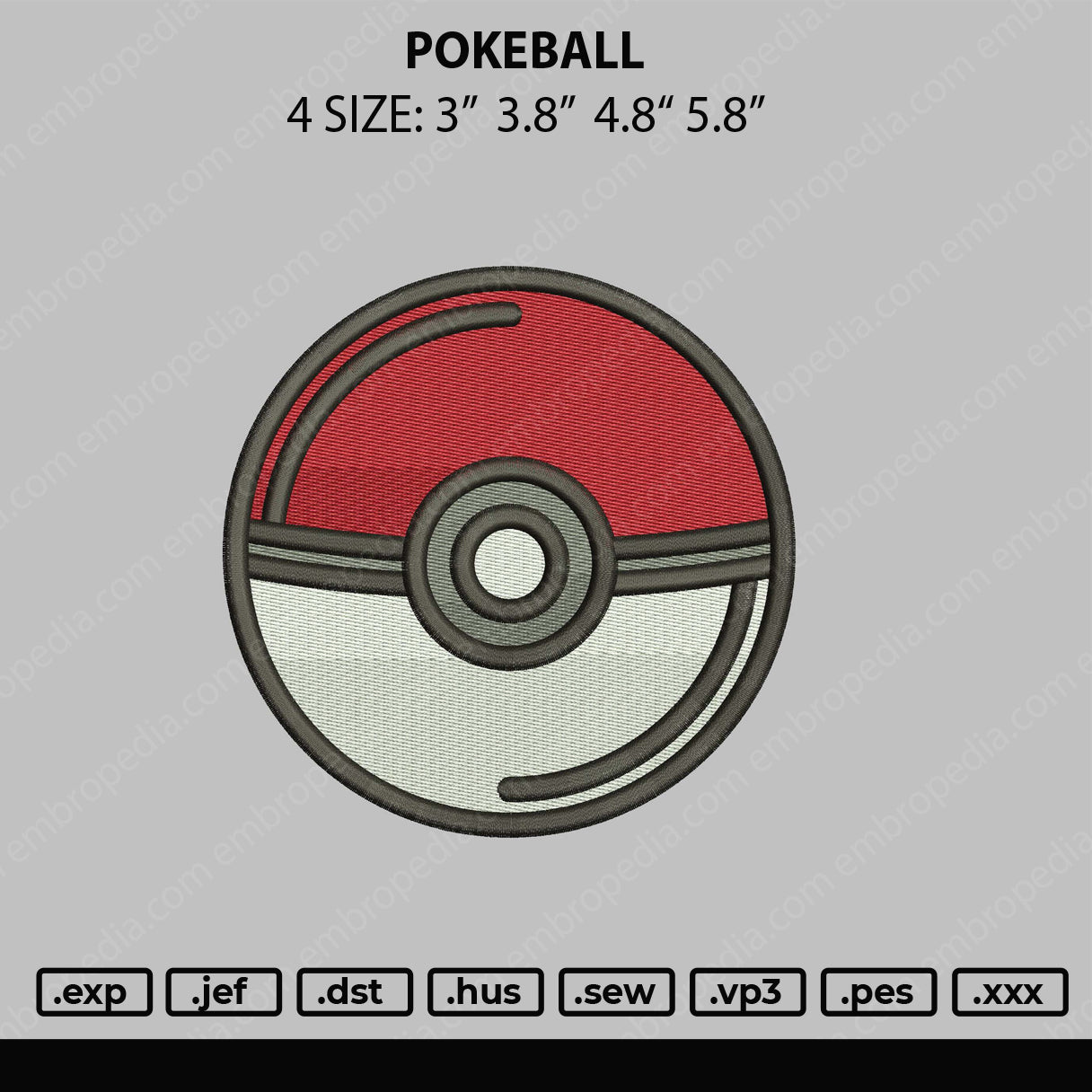 Pokeball Embroidery File 4 size