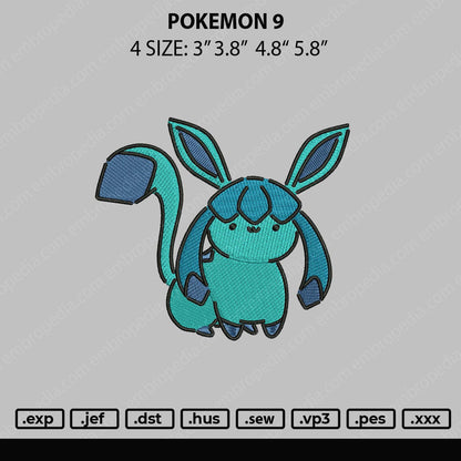 Pokemon 9 Embroidery File 4 size