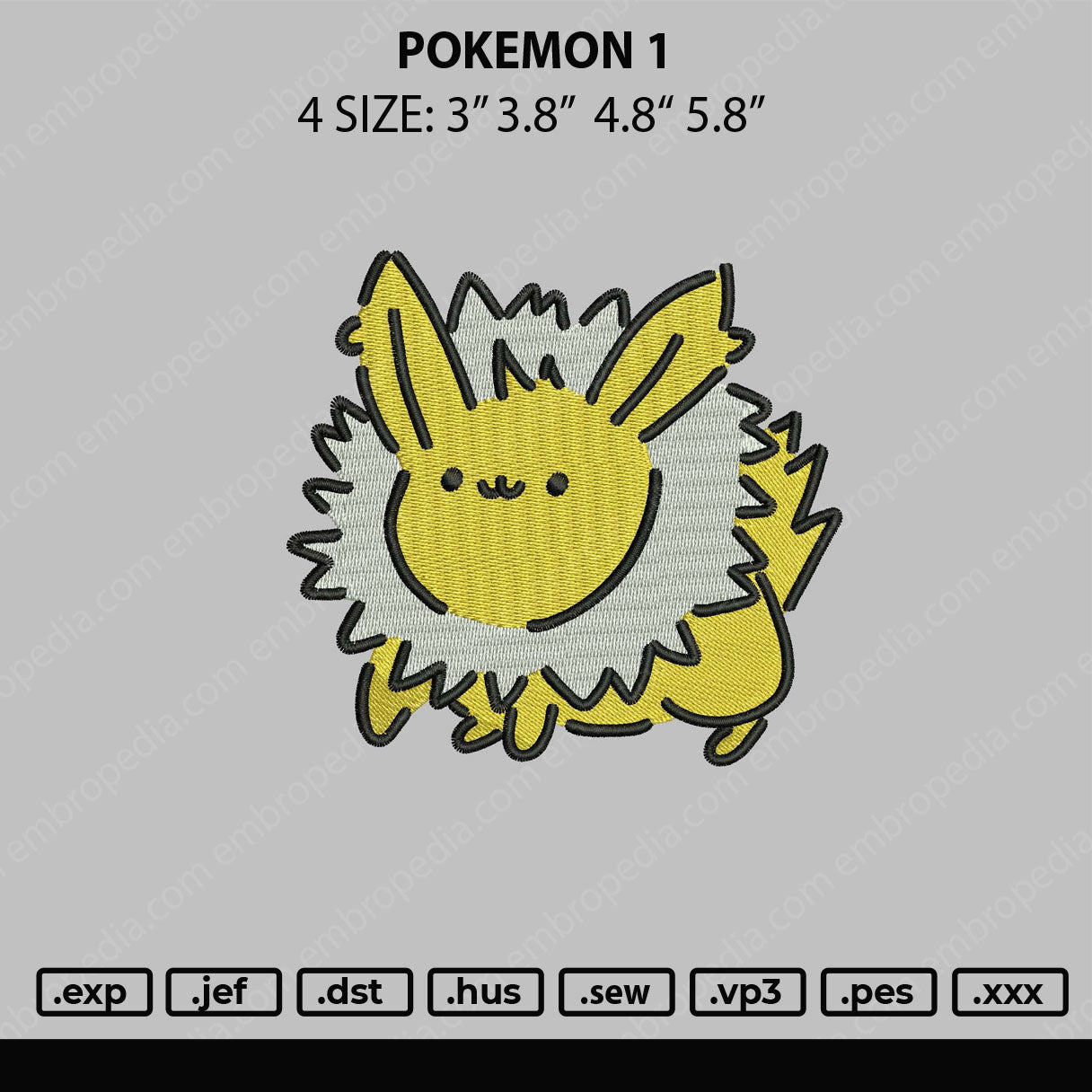Pokemon 1 Embroidery File 4 size