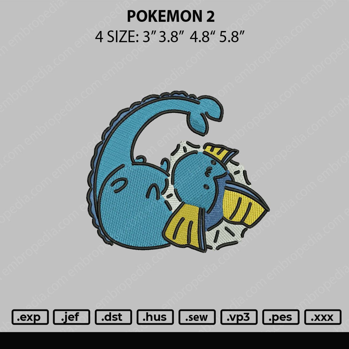 Pokemon 2 Embroidery File 4 size