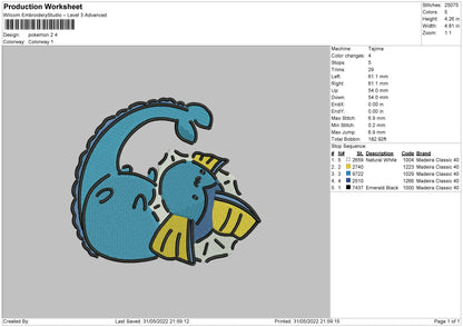 Pokemon 2 Embroidery File 4 size