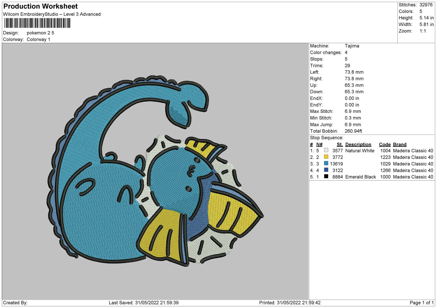 Pokemon 2 Embroidery File 4 size