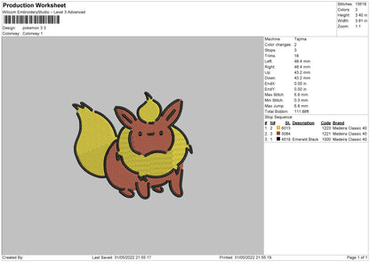 Pokemon 3 Embroidery File 4 size