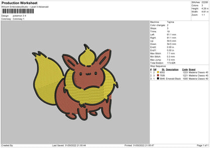 Pokemon 3 Embroidery File 4 size