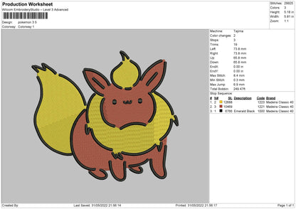 Pokemon 3 Embroidery File 4 size