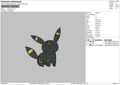 Pokemon 4 Embroidery File 4 size