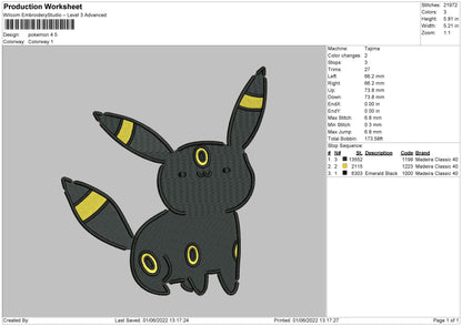 Pokemon 4 Embroidery File 4 size