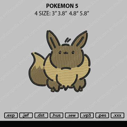 Pokemon 5 Embroidery File 4 size