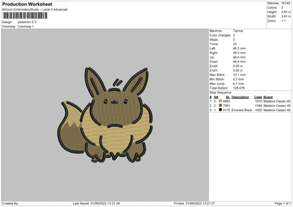 Pokemon 5 Embroidery File 4 size