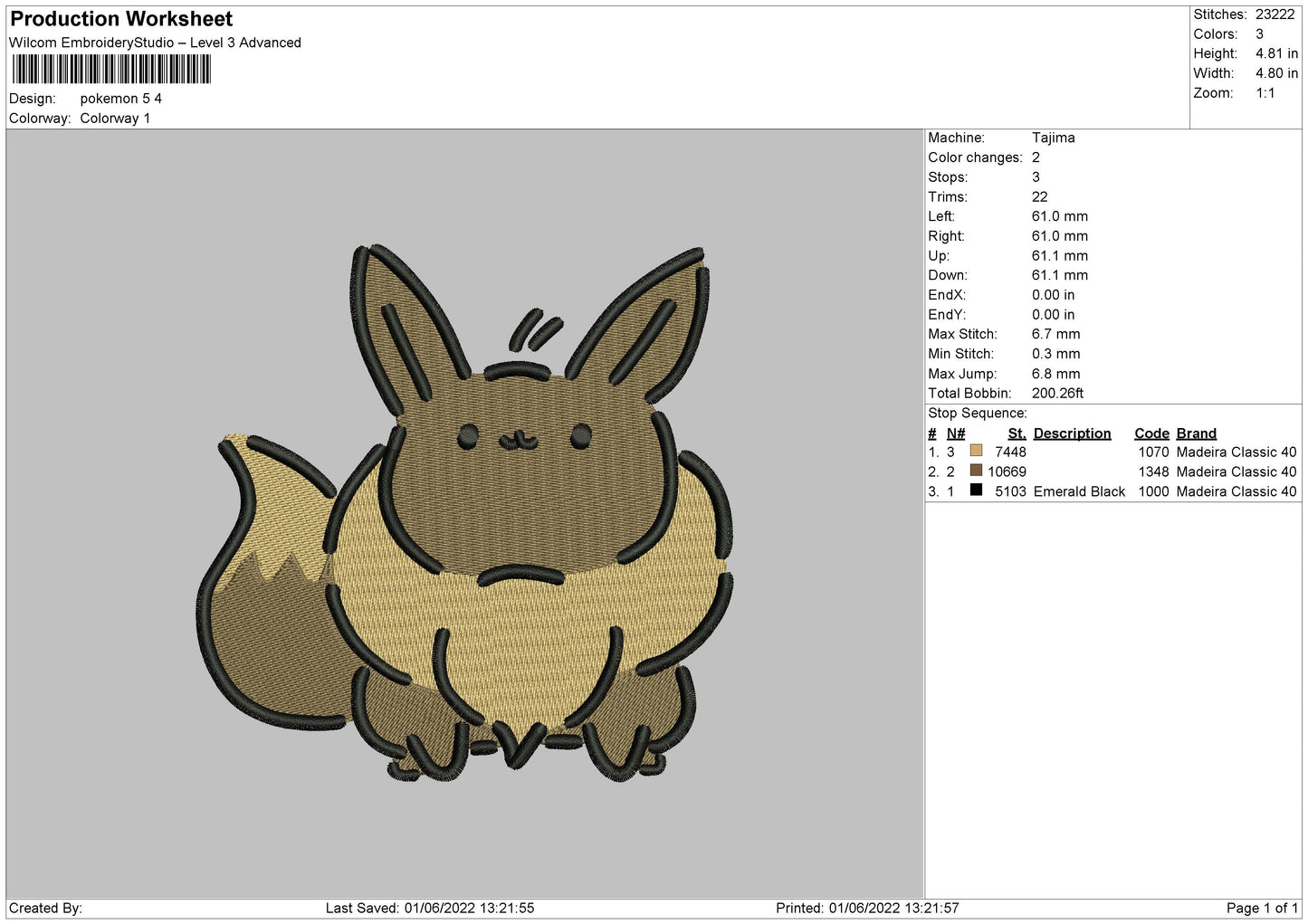 Pokemon 5 Embroidery File 4 size