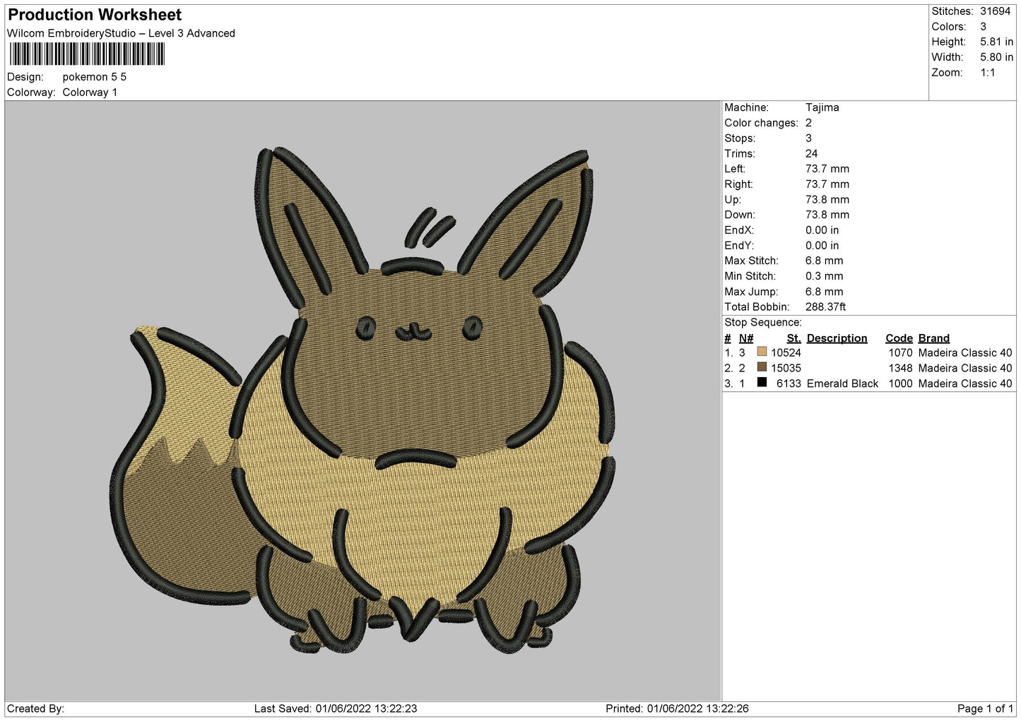 Pokemon 5 Embroidery File 4 size