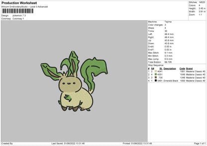 Pokemon 7 Embroidery File 4 size