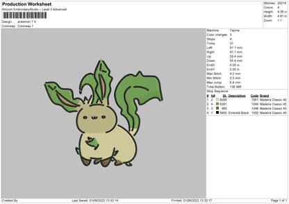 Pokemon 7 Embroidery File 4 size