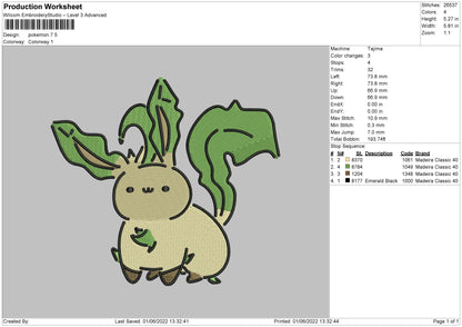Pokemon 7 Embroidery File 4 size