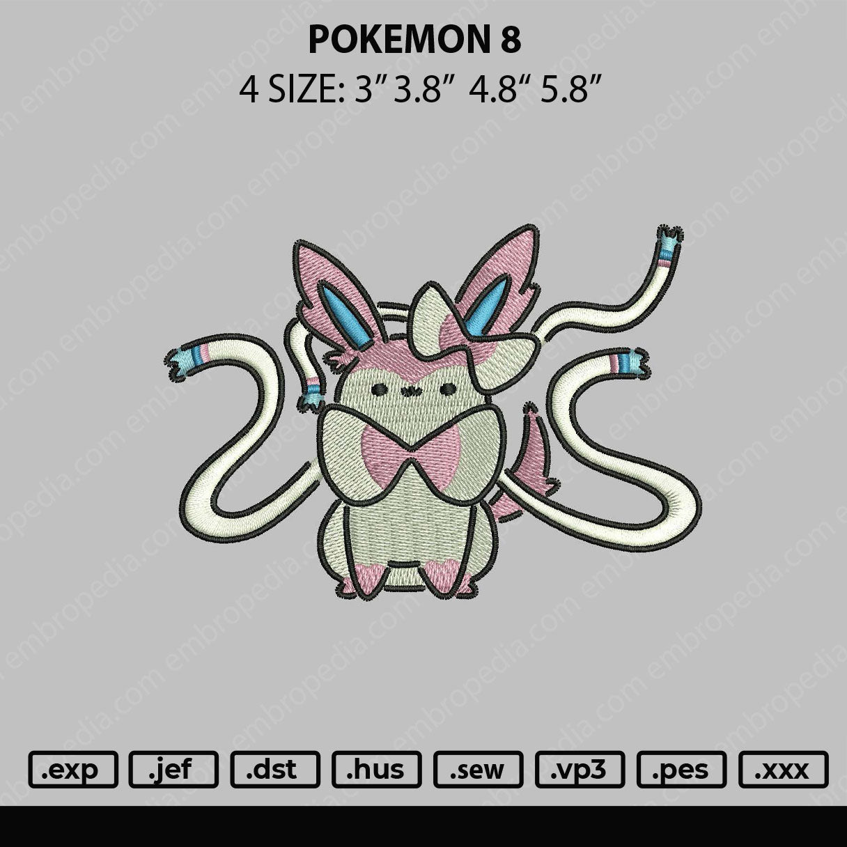 Pokemon 8 Embroidery File 4 size
