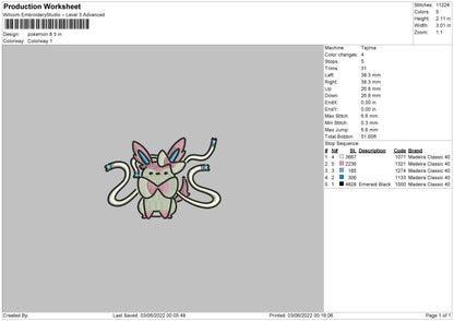 Pokemon 8 Embroidery File 4 size